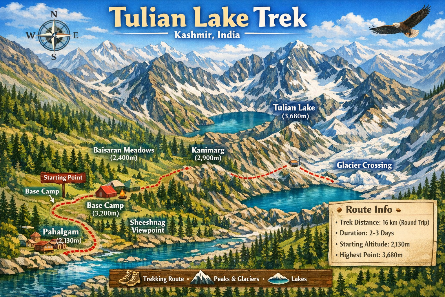 Tulian Lake Trek Map ThinAirexpedition